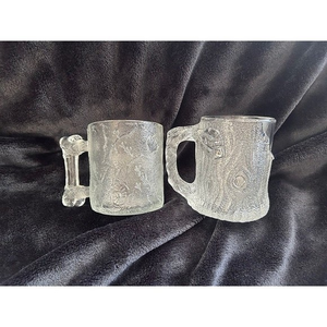 Vintage McDonalds Flintstones Set of 2 Glass Coffee Mugs 1993‎ VTG